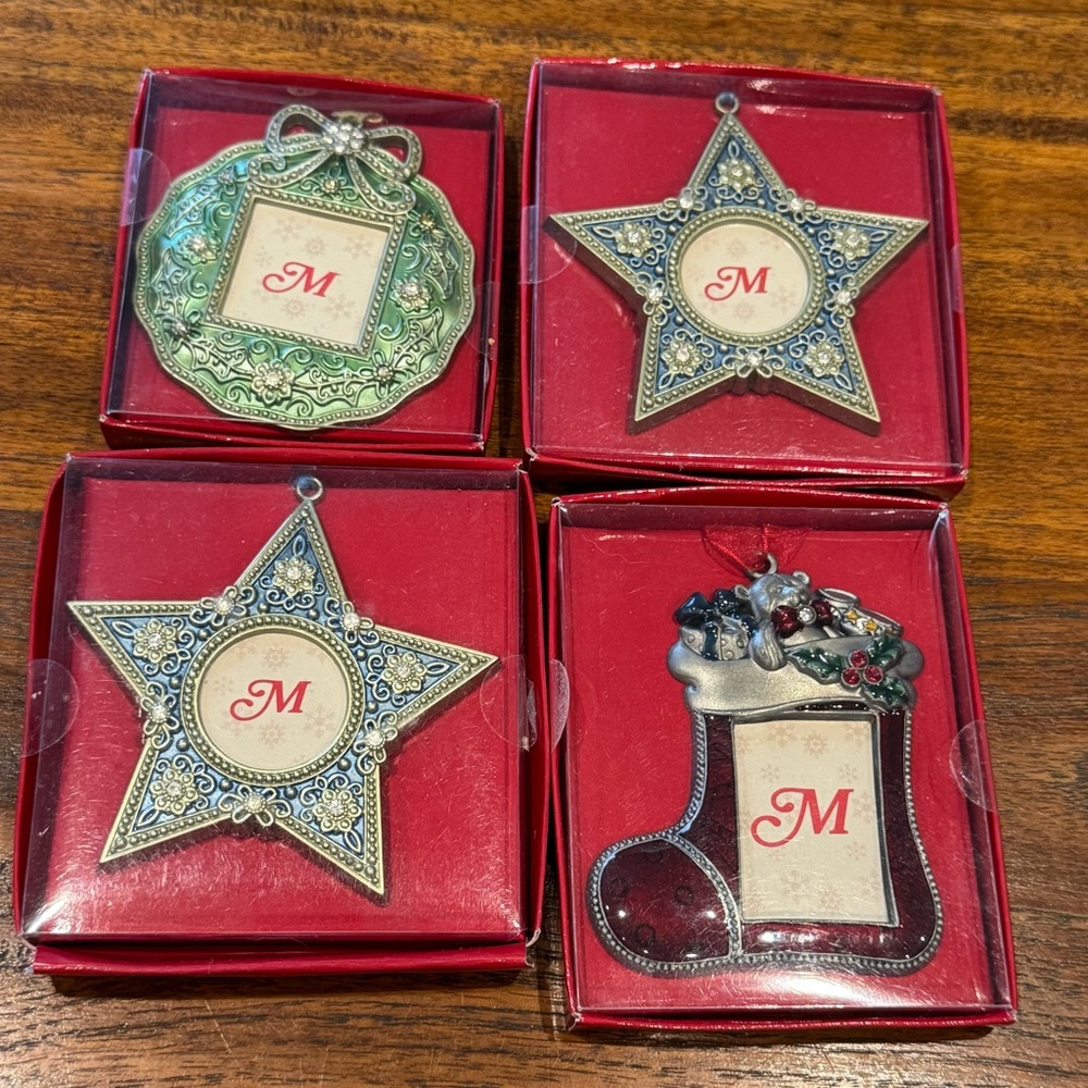 Michaels Christmas Ornaments Photo Frames Star Stocking NIB